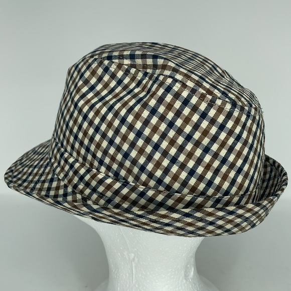 Men’s Pendleton Navy Blue, Brown and Creamy White Houndstooth Fedora Hat - Picture 5 of 11